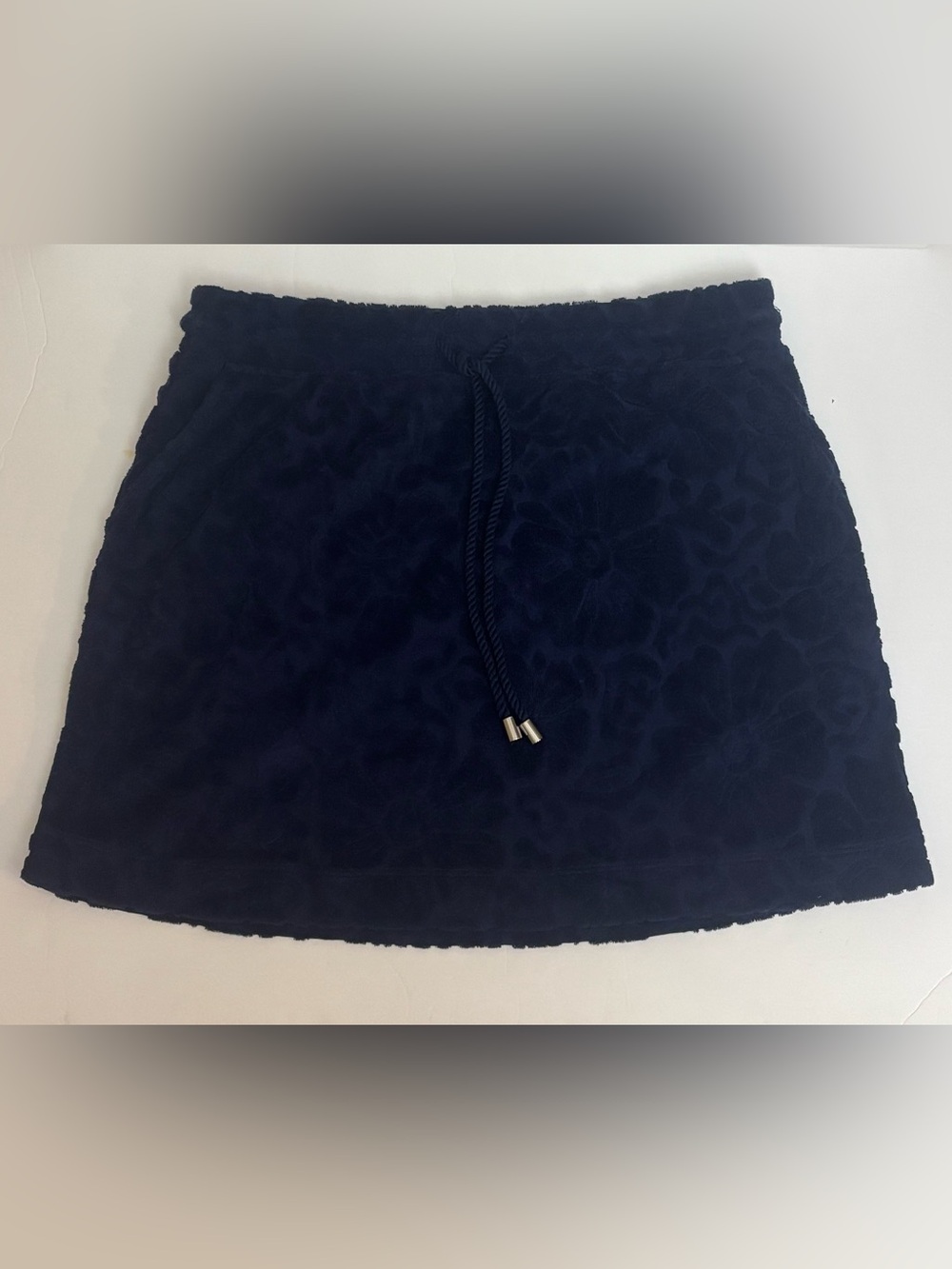 Tommy Bahama Navy Beach Mini Drawstring Pullover Terry Cloth Skirt XS New